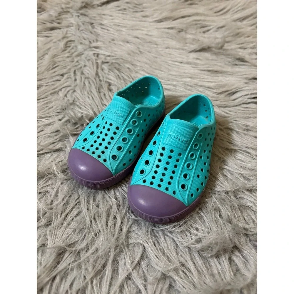 Native Shoes Turquoise Blue & Purple Baby Toddler 5c Slip On